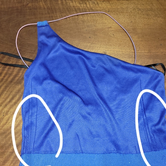 1980s Be Smart Glitter Ombre Bodycon Dress 7/8 Blue Glitter Made in USA - Picture 9 of 15